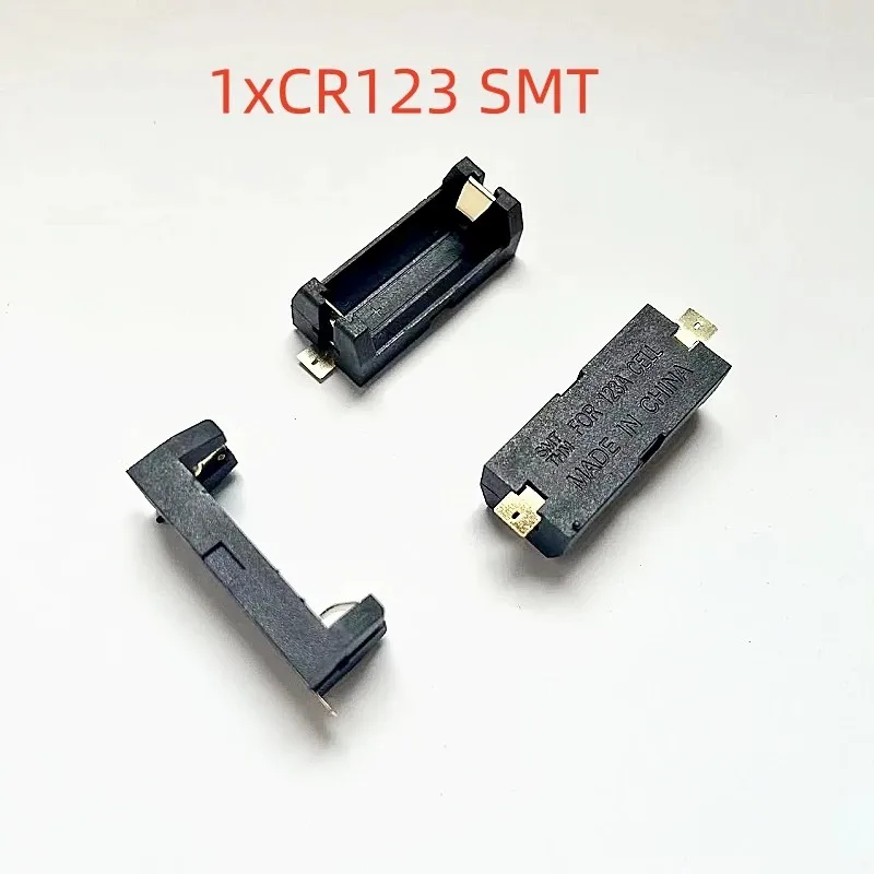 DIY CR123 Lithium Smt THM Battery Holder Case Box Clip Black for CR123A Li-ion battery socket holder