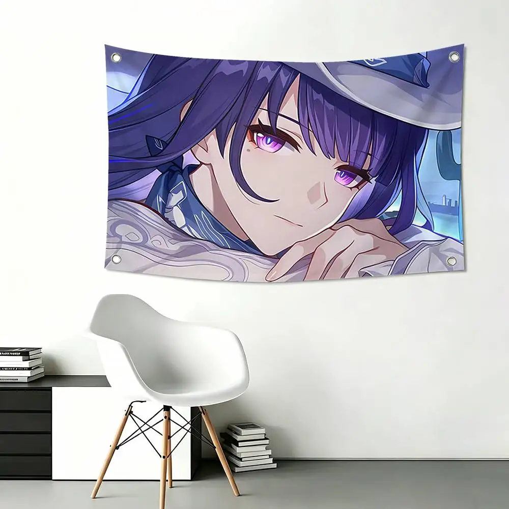 Game Impact Raiden Shogun Flags Wall Hanging Tapestry Outdoor Garage Room Decorative flag Background Blanket