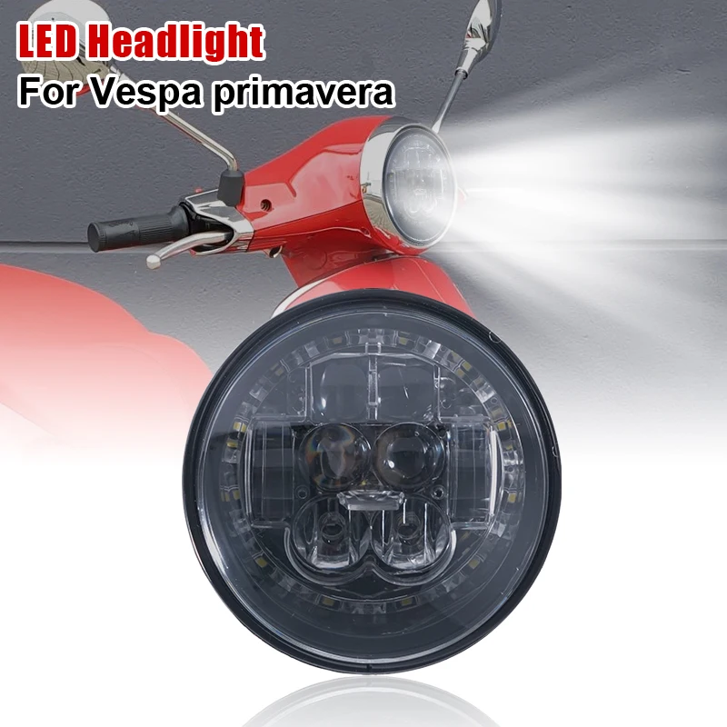 Motorcycle Black LED headlight For Vespa Primavera headlamp