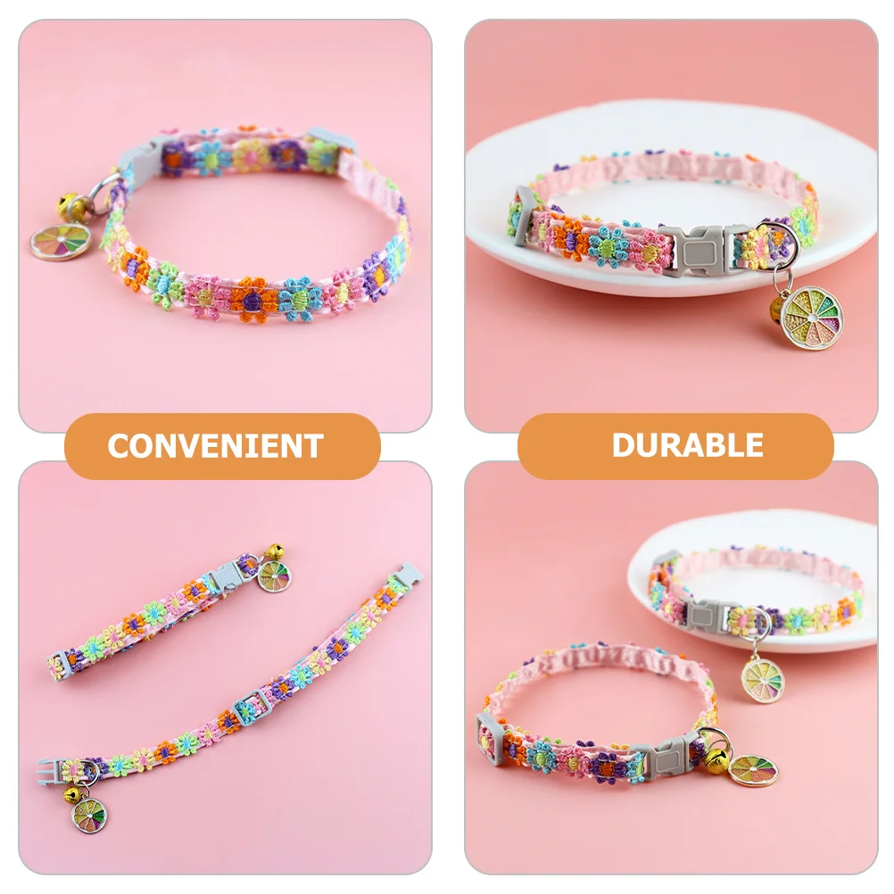 

Colorful Lace Flower Cat Kitten Bell Collar Adjustable Comfortable Decorative Pet Collar for Daily Wear Parties Photos