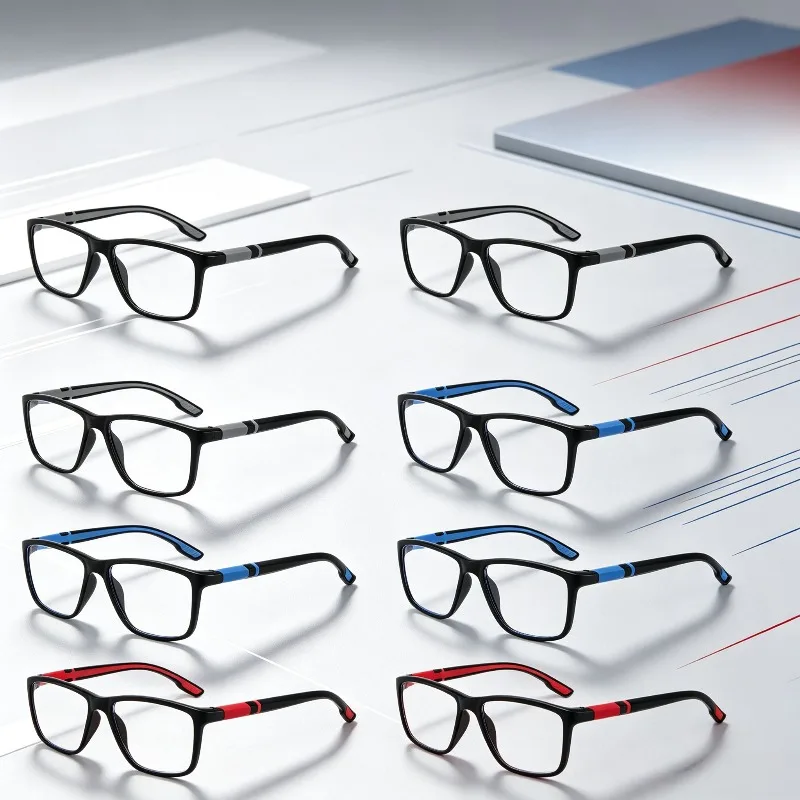8 Pairs of Anti-blue Light Electronic Glasses with Square Frames Stylish and Minimalist Unisex Eyewear