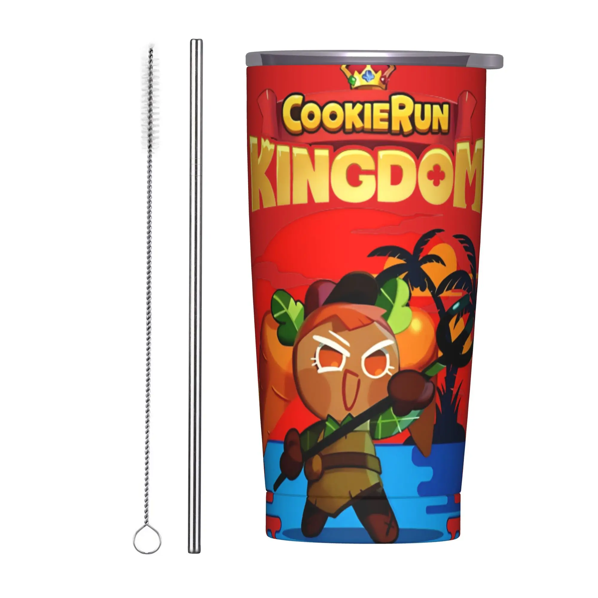 Summer Cookie Carrot cookie Tumbler Vacuum Insulated Cookie Run Kingdom Coffee Cups Stainless Steel Travel Mug Spill Proof, 20oz