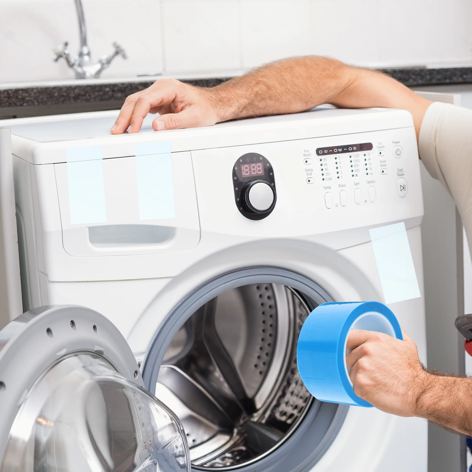 

Blue High Adhesion Pet Refrigerator Tape Waterproof No Residue Fixing Appliance Parts Refrigerator Washing Machine Air