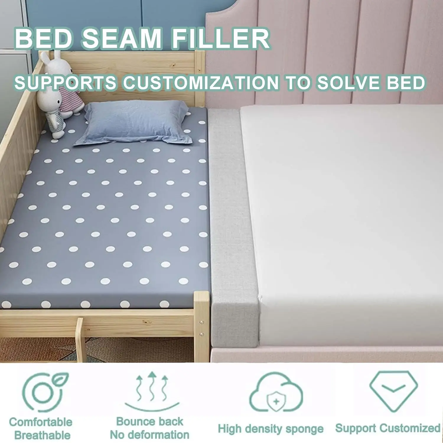 وسادة حشو سرير المرتبة، وسادة اللوح الأمامي الموسع، فجوة مغلقة بين اللوح الأمامي للمرتبة وسادة أريكة وسادة أريكة على الحائط #5