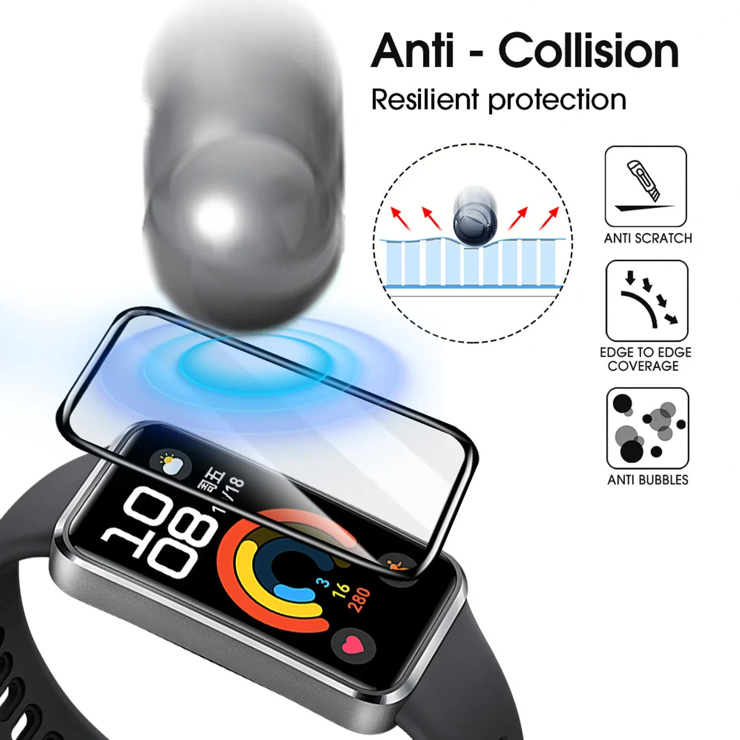 Picture 4: Flexible Screen Protectors for Huawei Band 8/9/10 HD Clear Anti-scratch Smartwatch Films with Easy Install Kit Accessories