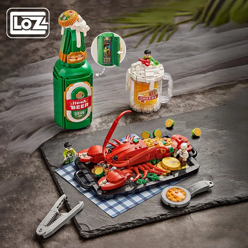 

Loz/Loz Beer Crayfish Building Blocks Trend Candy Toy Model Educational Assembled Toys Desktop Decoration Gift