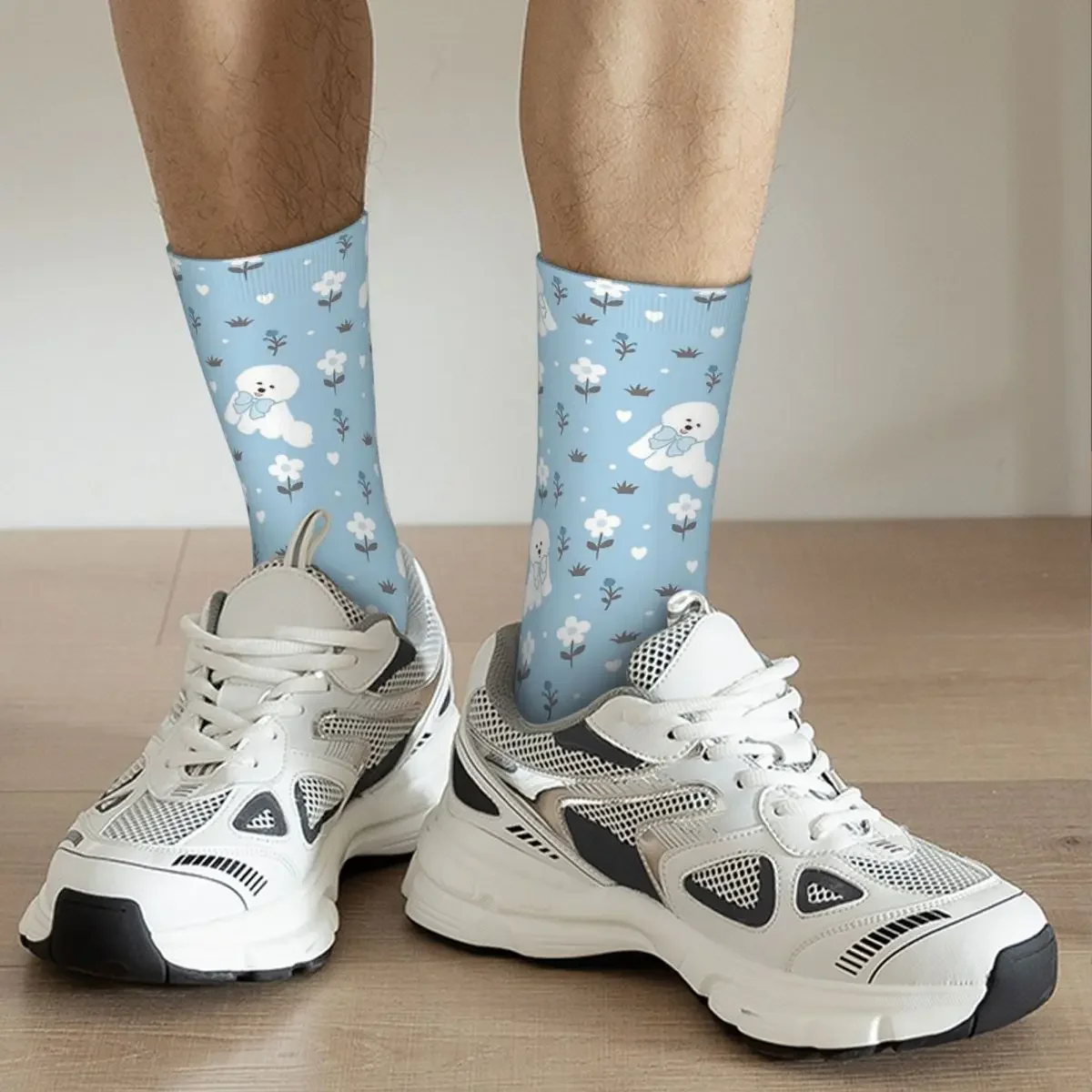 Crazy Design Bichon Frise-Calcetines de fútbol para hombre y mujer, calcetín transpirable con diseño de Perro Loco, ideal para invierno