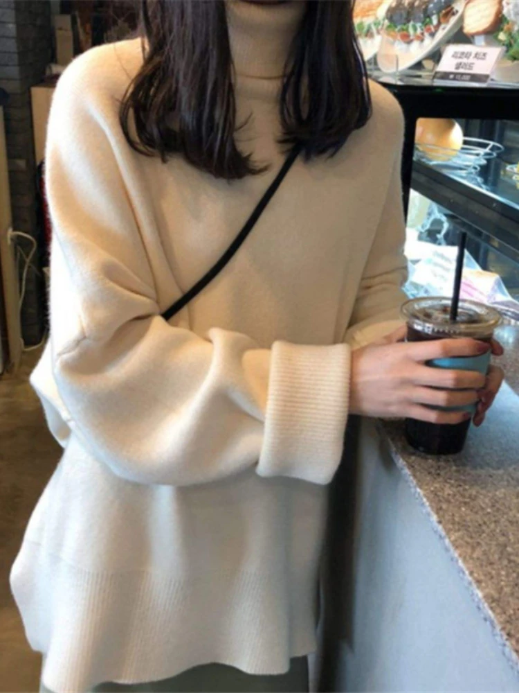 Women Sweater Pullover Female Knitting Overszie Sweaters Long Sleeve Girls Loose Elegant Knitted Thick Outerwear  Traf Pull