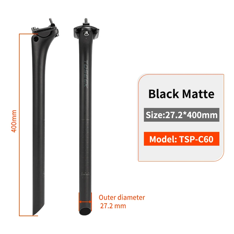 Tofek-マウンテンバイク用カーボンシートポスト,軽量,27.2mm, 31.6mm