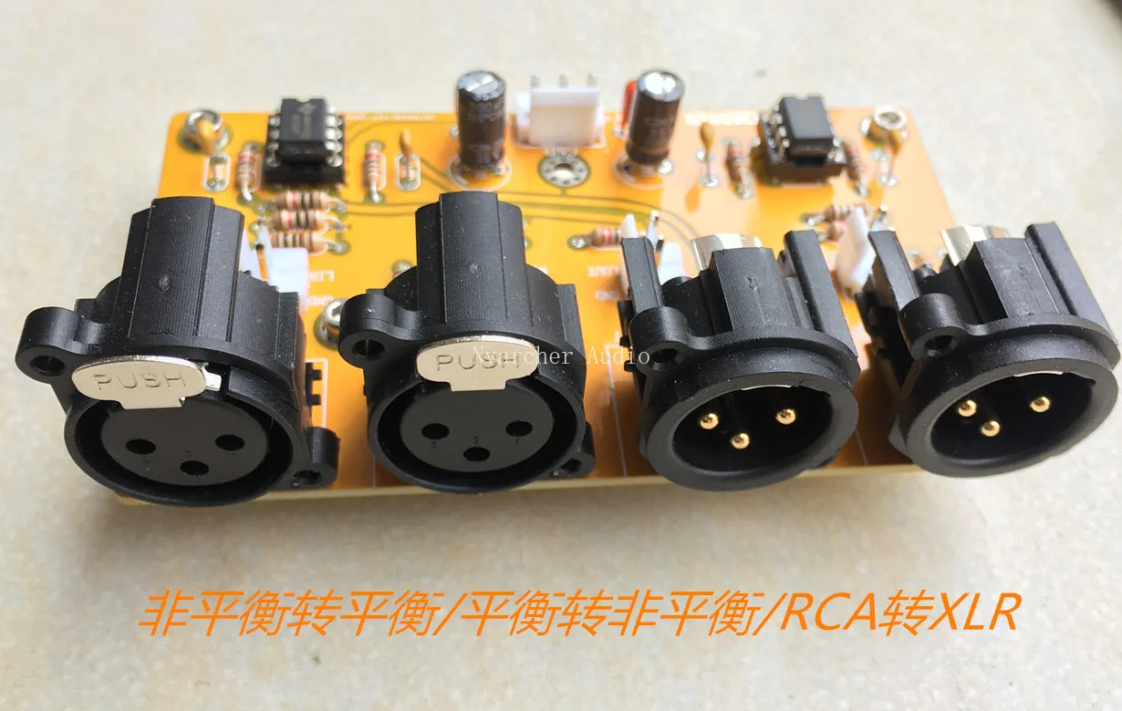 Balanced front-end board, balanced to unbalanced, RCA to XLR, unbalanced to balanced, finished kit