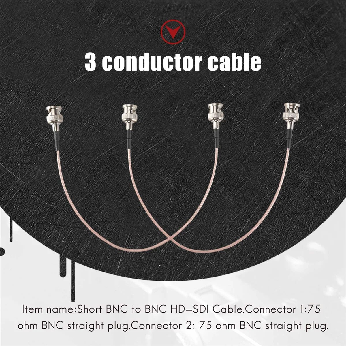 A98T2Pcs 3G HD SDI Cable BNC Cable 30cm 75 Ohm for Cameras BMCC Video Equipment Supports HD-SDI 3G-SDI 4K 8K SDI Video Cable