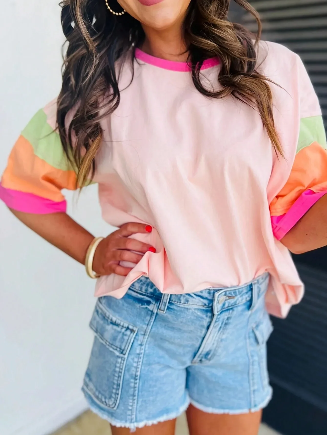 

Plus Size 1XL-5XL New Pullover O-Neck Half Sleeve Tops Women European and American Casual Style Loose T-shirts Women Tees