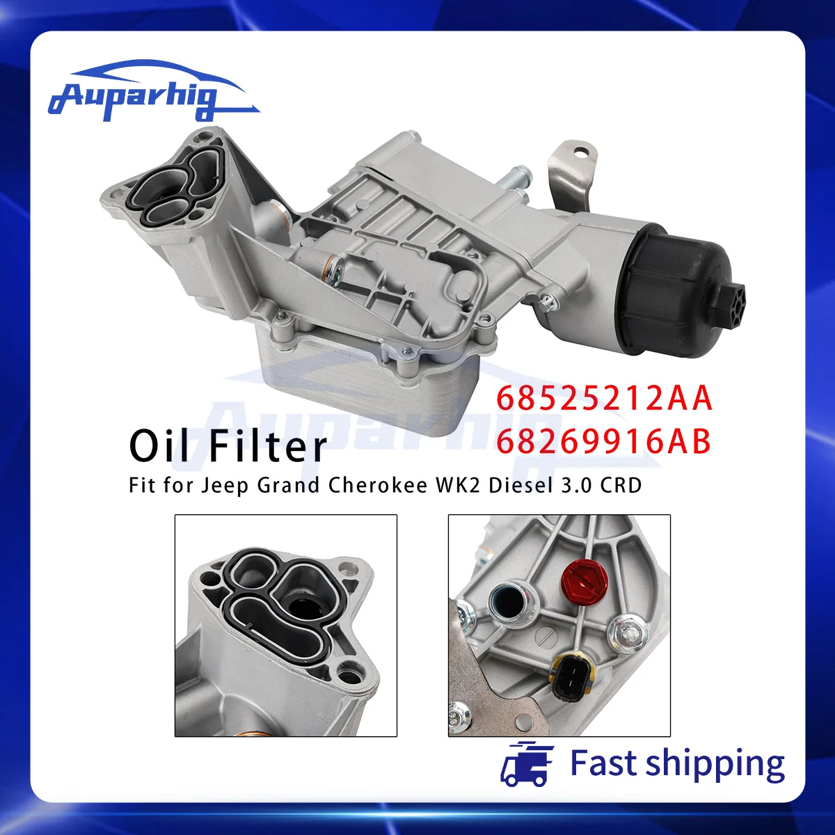 

Auparhig New Engine Oil Cooler Filter Housing 68269916AB 68525212AA For Jeep Grand Cherokee WK2 3.0L V6 CRD Diesel 2014-2019