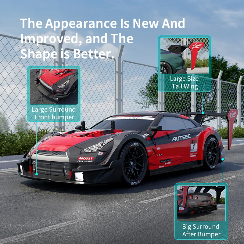 1:14 GTR 2.4G Half-Scale High-Speed Four-Wheel Drive Drift Car Light Switching Speed 40 Km/H Remote Control Car Children's Toy