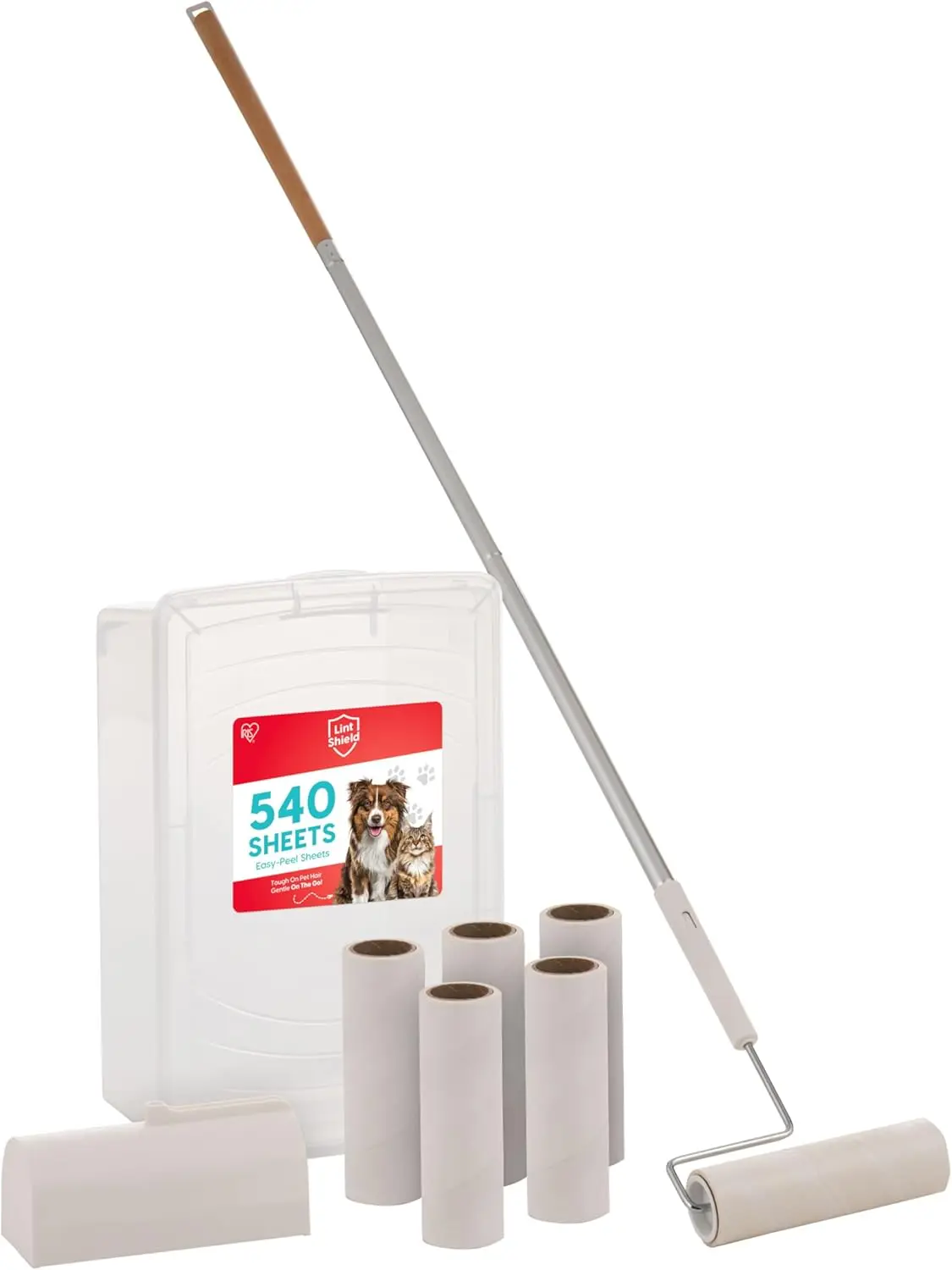 

Extra Sticky Lint Roller, Large with Adjustable Extension, Storage Box, Refills, 90 Sheets/Roll, 540