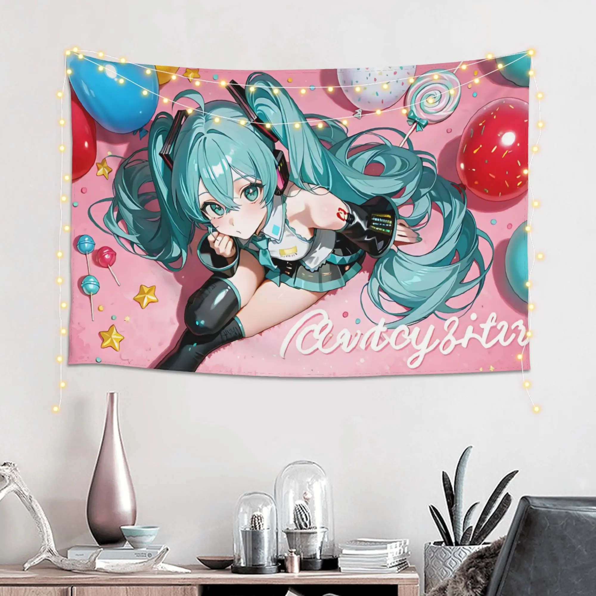 Hatsune Miku Cutecore Tapestry Room decoration  Home Decoration Tapestry Decor Accessories Cute Room Decor