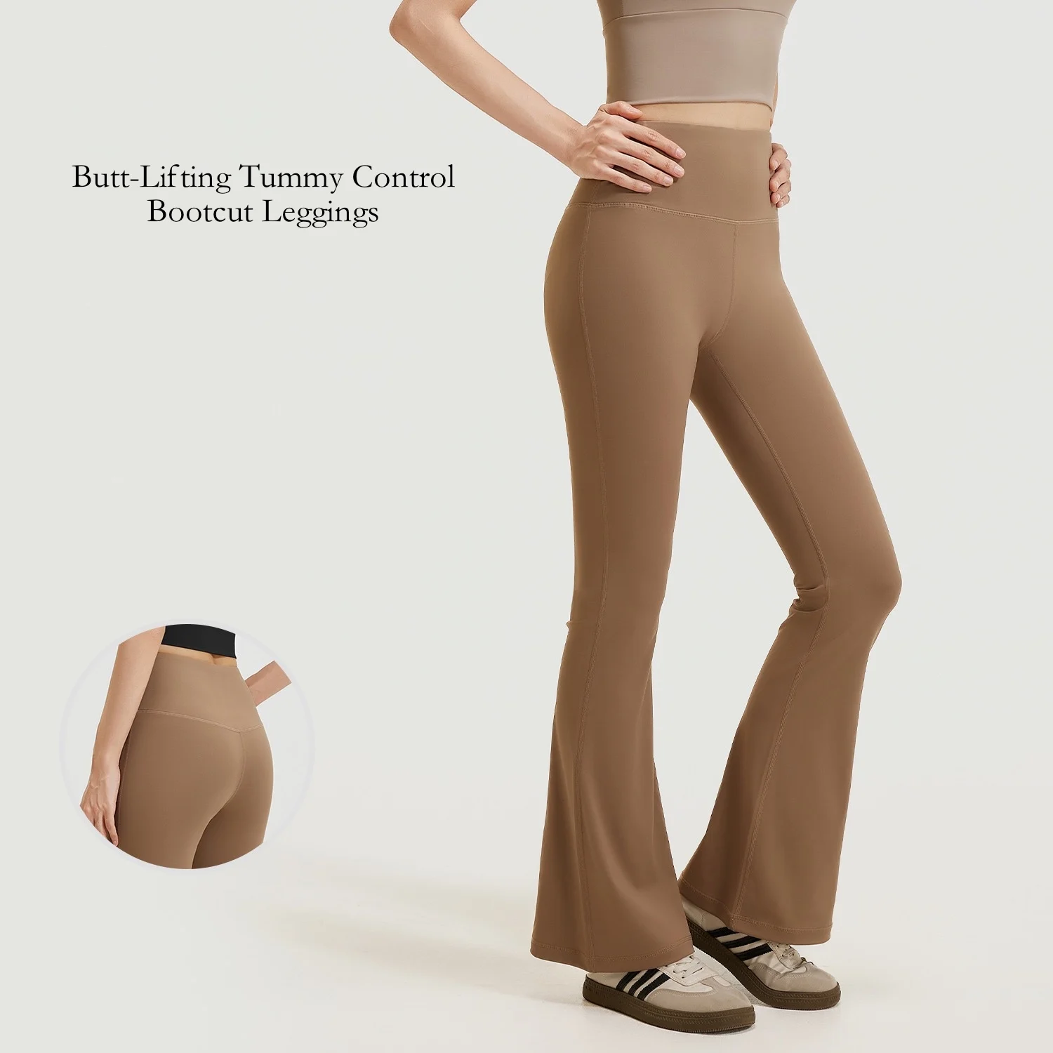 Women's Butt Lifting Flare Leggings Seamless Naked Sensation Yoga Pants for Pilates Gym & Daily Wear, Tummy Control Squat Proof