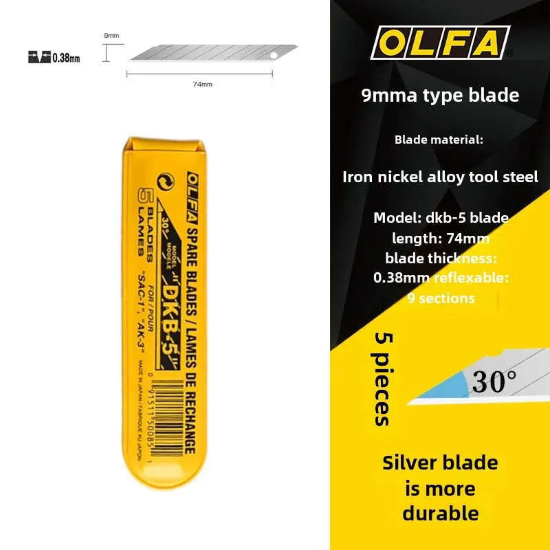 Original OLFA 30 Degree Fine Art Blade 9mm DKB-5/10 Replacement Car Film Blade Thickness 0.38mm Japan Premium Quality