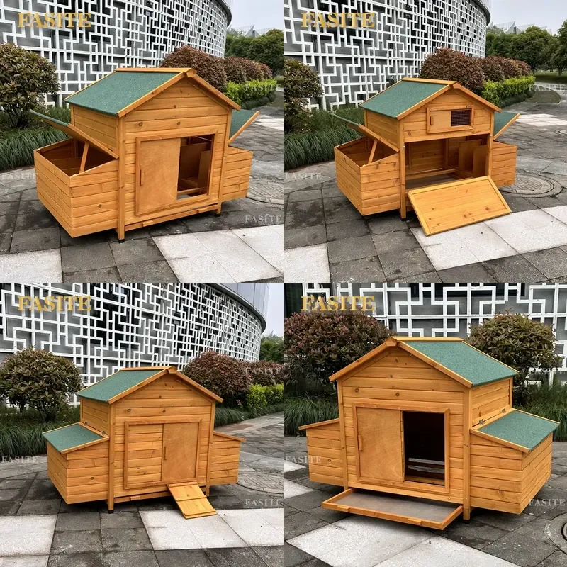 For Large Outdoor Wooden Chicken Coop Duck Rabbit Cage Weatherproof Nest House Sun Rain Protection Spacious Poultry Hutch