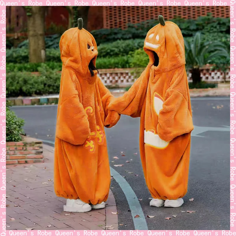 Halloween Cosplay Pumpkin Pajamas Autumn And Winter Couple Outfits Best Friend Outfits Nightgowns And Outerwear For Home We