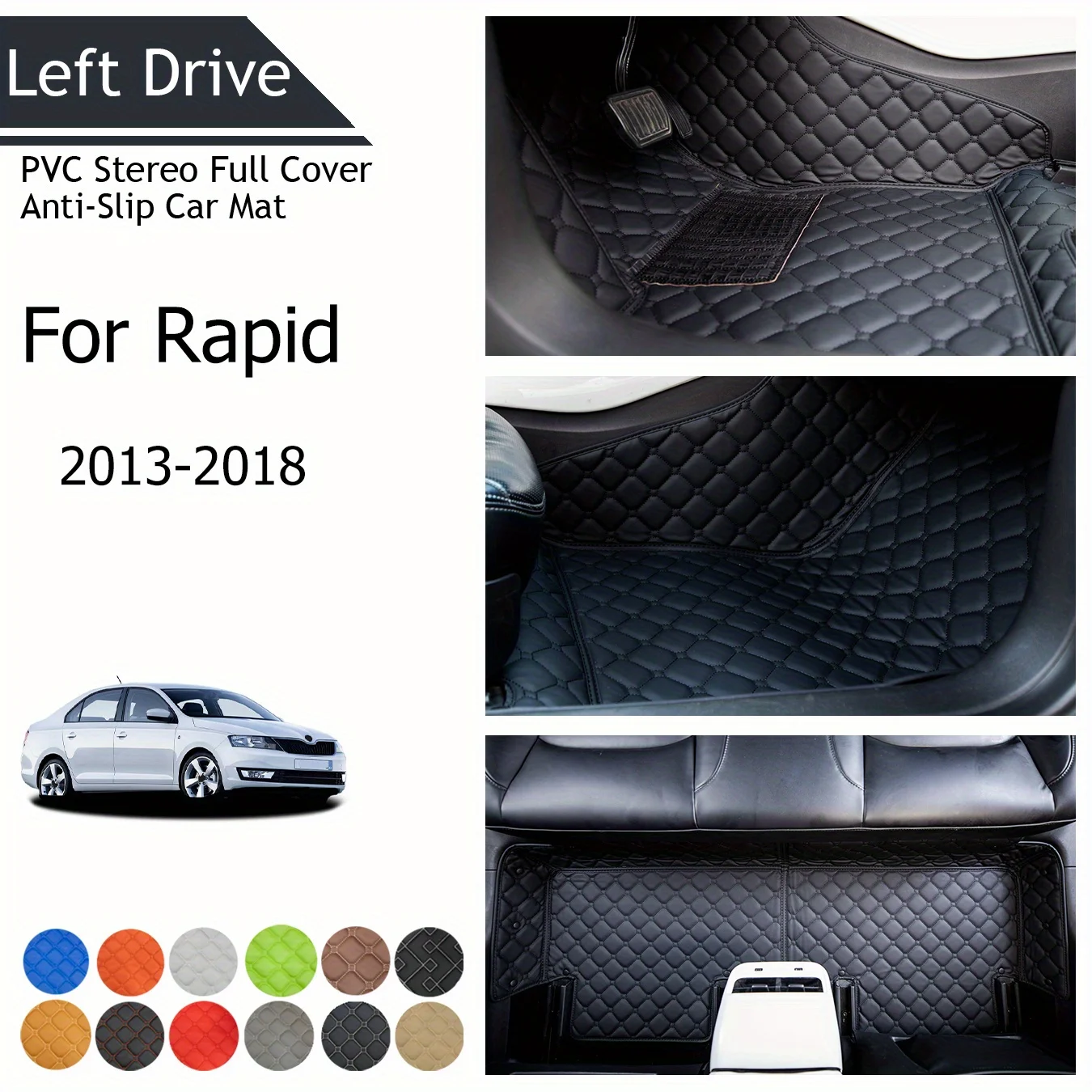 

TEGART 【LHD】For Skoda For Rapid 2013-2018 Three Layer PVC Stereo Full Cover Anti-Slip Car Mat Car Floor Mats Car Accessories