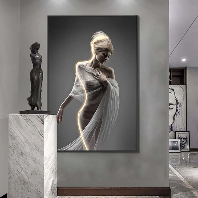 LED lamp painting, post-modern living room, porch decoration painting, corridor yoga room, light luxury women,  home decor