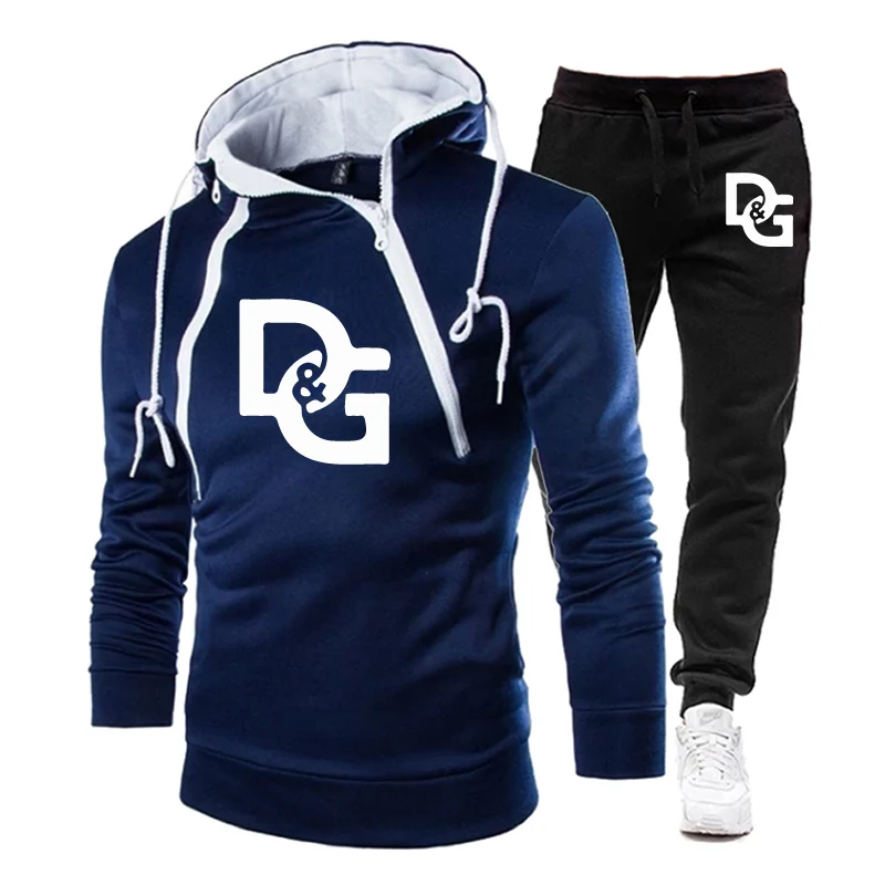 Ensemble de sweats à capuche et pantalons de survêtement pour hommes, sweat-shirt zippé décontracté, jogging, design masculin, survêtement de rue,