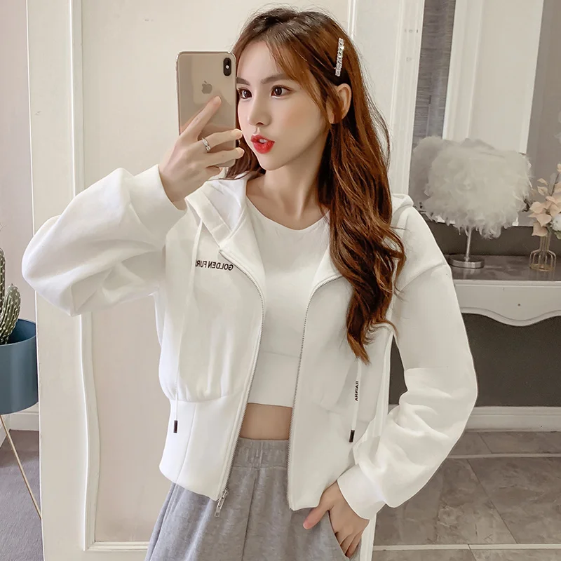 Sudaderas con capucha de gran tamaño para mujer, uniforme Preppy para estudiantes de secundaria, ropa deportiva con Base corta y múltiples hombros, mangas para adolescentes