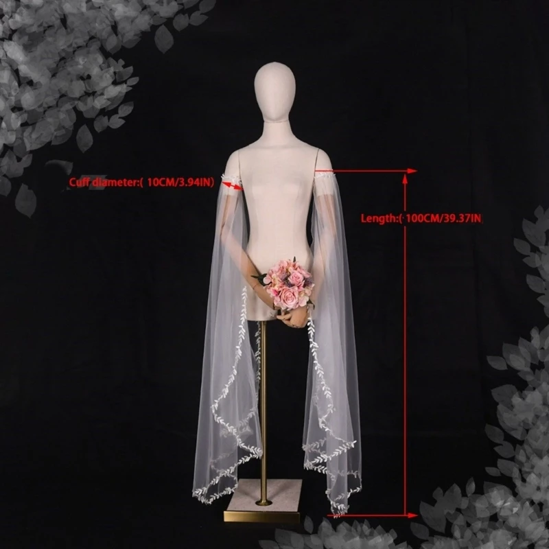 Coprispalle staccabile per maniche da sposa, abito da sposa, maniche lunghe con copertura del braccio decorativa in rete con