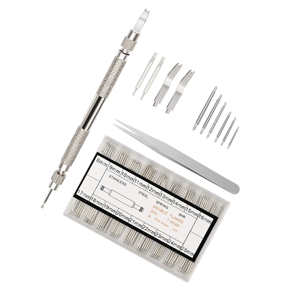 

114pcs Repair Tool Set Durable Watch Metal Spring Bar Remover Watch Strap Repair Pins Easy Adjustment