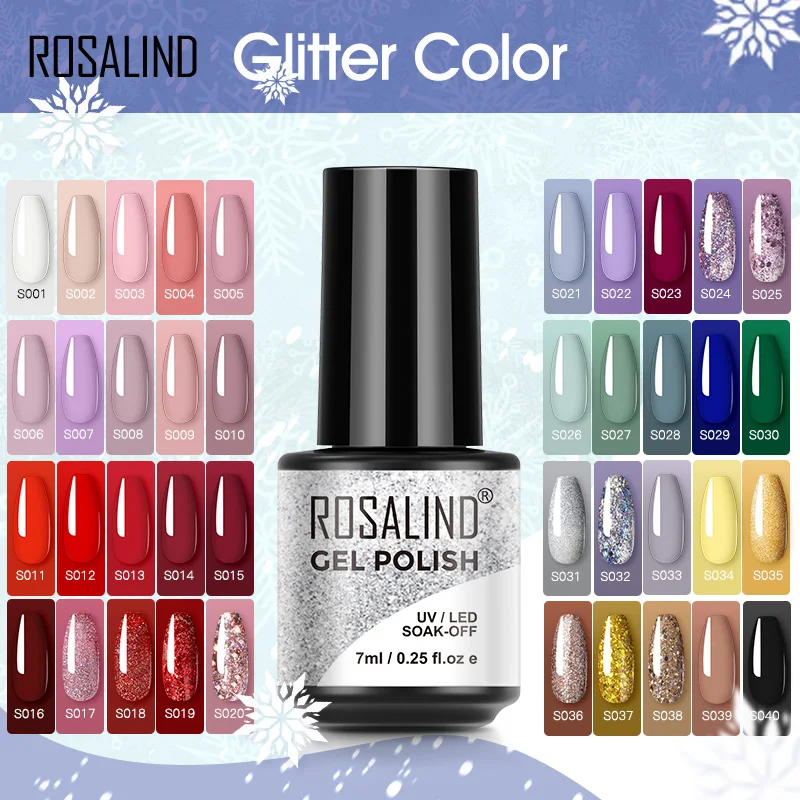 ROSALIND Nail Polish Red Yellow Series Gel Varnishes All For Manicure Nails Art Base Top Coat UV Semi Permanent Nail Gellak