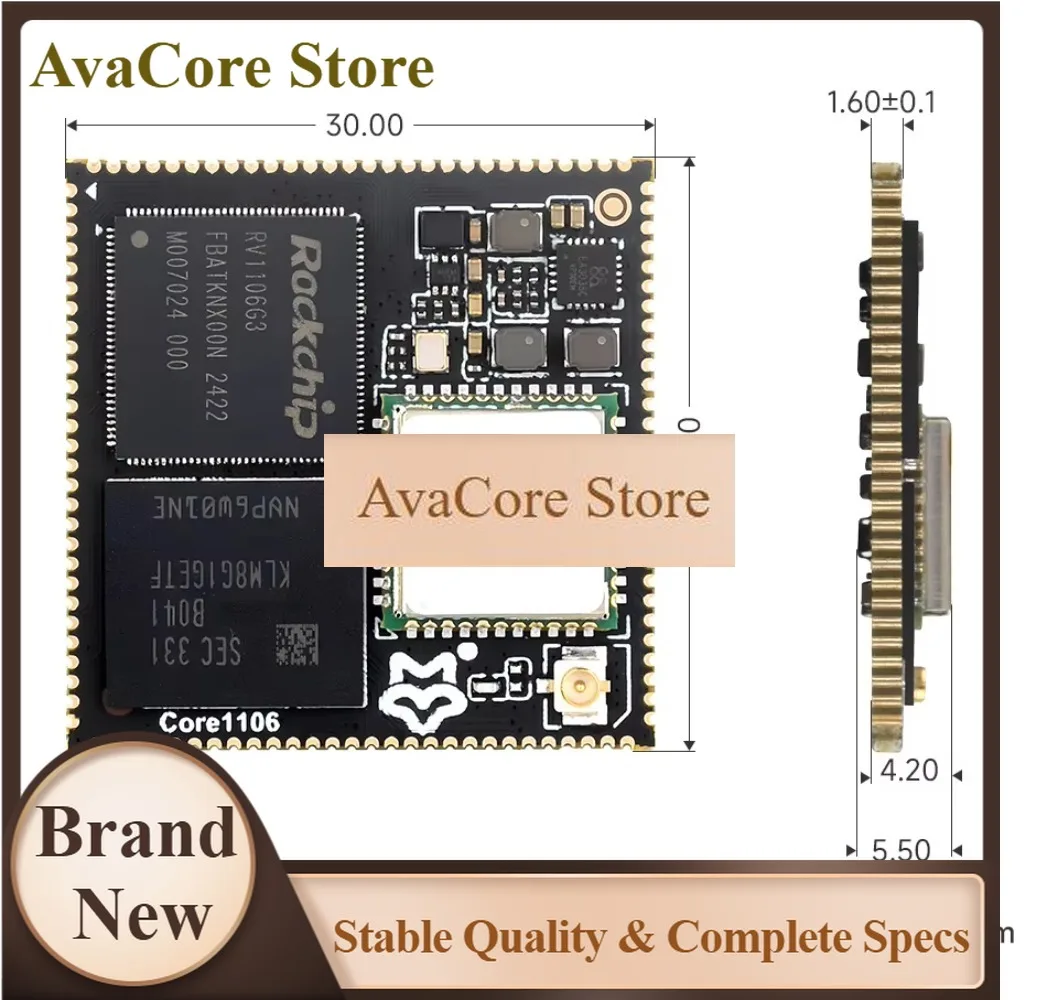 AvaCoreCore1106 High-performance Embedded Ai Core Board With Rockchip Rv1106, 1 Tops Npu, 5mp Isp, Wi-fi 6 & Bt 5.2