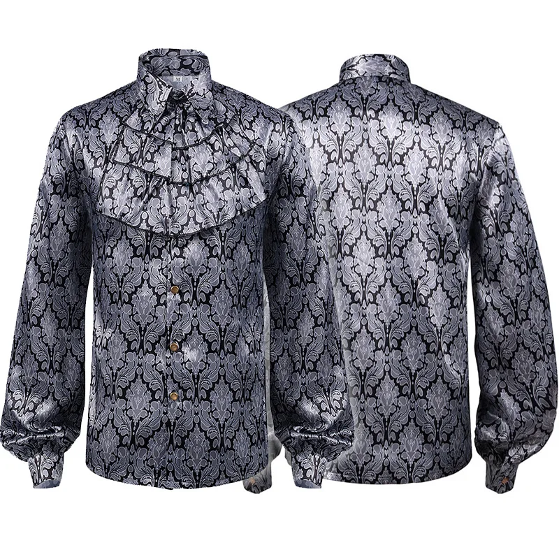 

Men's Medieval Pleated irt Stpunk Victorian Top Inner Wear loween Performance Costume Ethnic Stage Wear Chinese Produ...