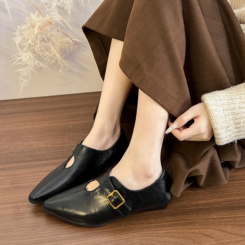 الفرنسية خمر ماري جين فتاة خريف/شتاء 2025 جديد كلمة واحدة مشبك أشار تو كتلة كعب حذا فردي للسيدات #6