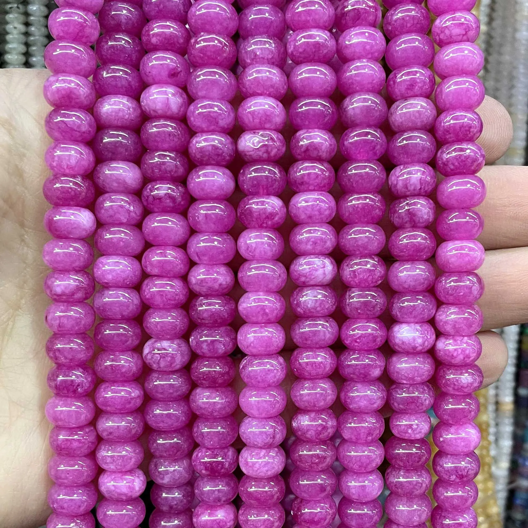 Natural Stone Rondelle 5*8MM Jaspers Angelite Jades Morganite Loose Spacers Bead For Jewelry Making DIY Bracelet Necklace