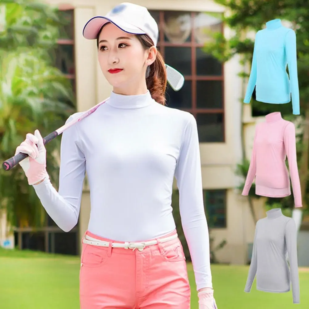 

Smooth Quick-Dry Women's Golf Shirt Breathable Soft Golf Cooling Tops UV Protection M-XXL Long-sleeved T-shirt for Women