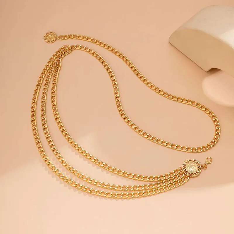 Boho Sexy Frauen Mode Gürtel Hüfte Hohe Taille Gold Silber Farbe Schmale Metall Körper Kette Chunky Fransen Neue – Detail 9