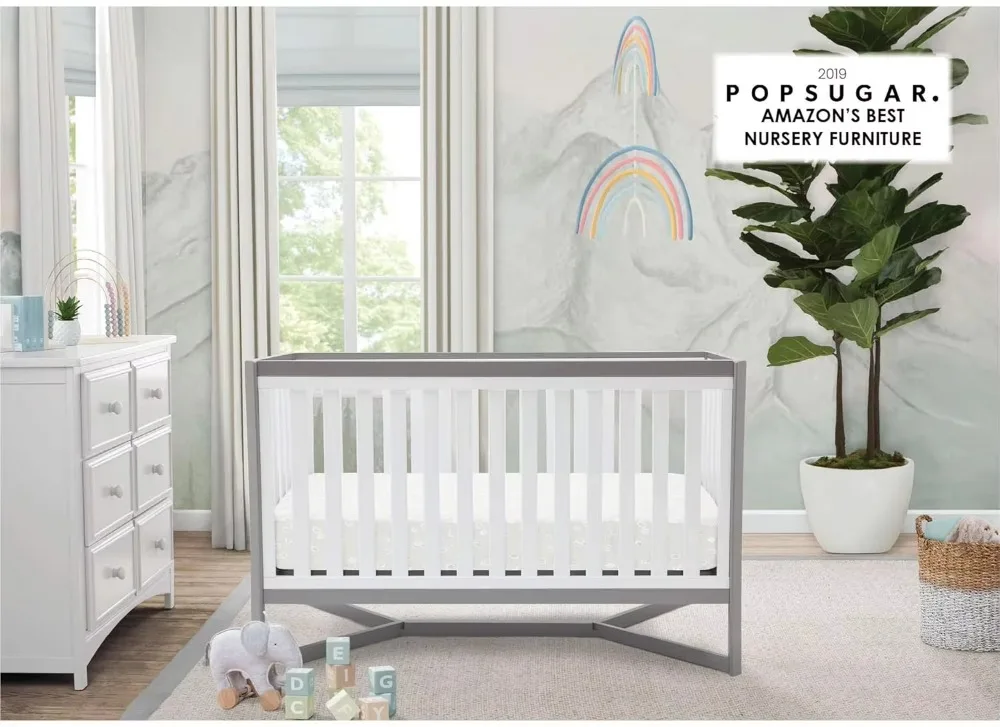 Tribeca 4-In-1 Convertible Crib, White/Grey