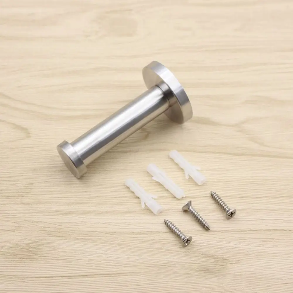 New 1Pcs with Screws Single Clothes Hook Cylindrical Stainless Steel Hat Towel Rack Bathroom Hardware Accessories Silver Black
