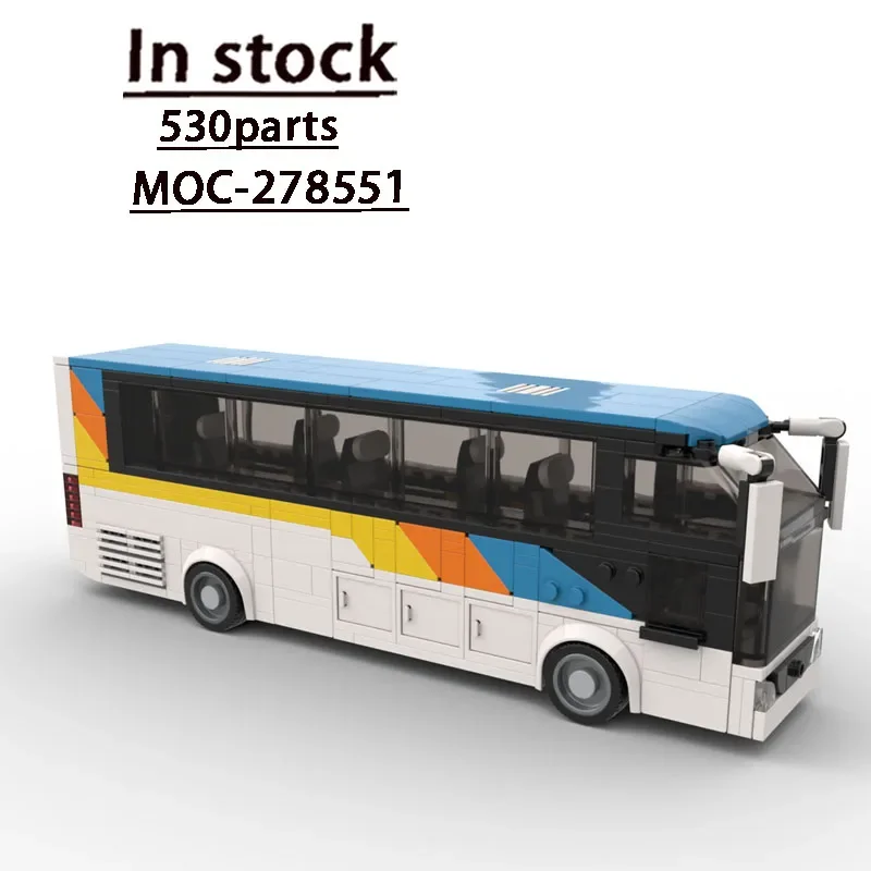 Traffic MOC-278551 Street Airport Passenger Transport Bus Building Block Model 530 Parts Birthday Christmas Custom Toy Gift