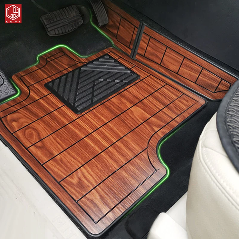 LEYI Wooden floor mats custom fit car floor Wooden floor mats for pajero V97 V93 v73