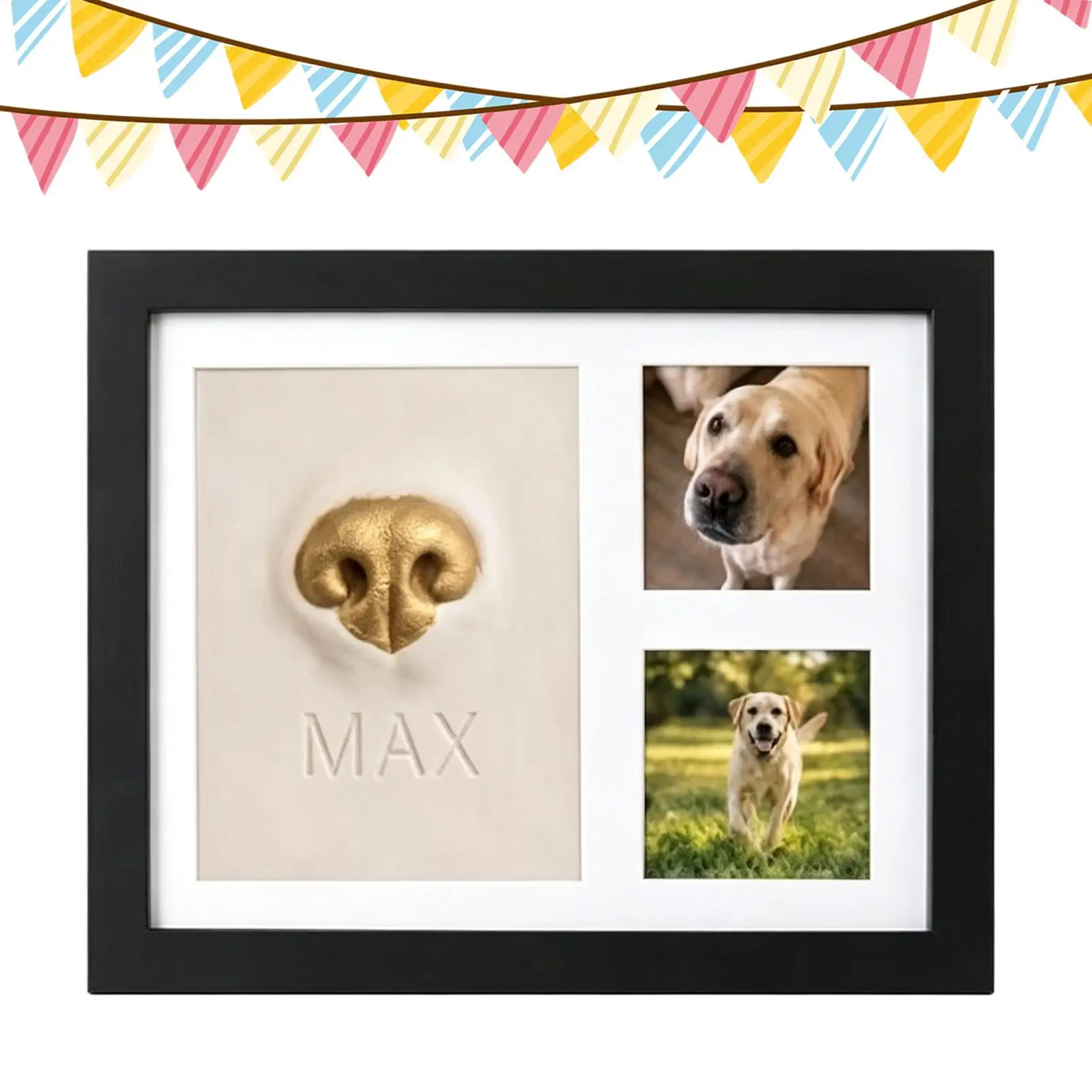 DIY Pet Nose Print Kit Frame Air Dry Clay Wooden Frame Dog Nose Print Frame Photo Display Non Toxic Clay Cat Nose Print Frame