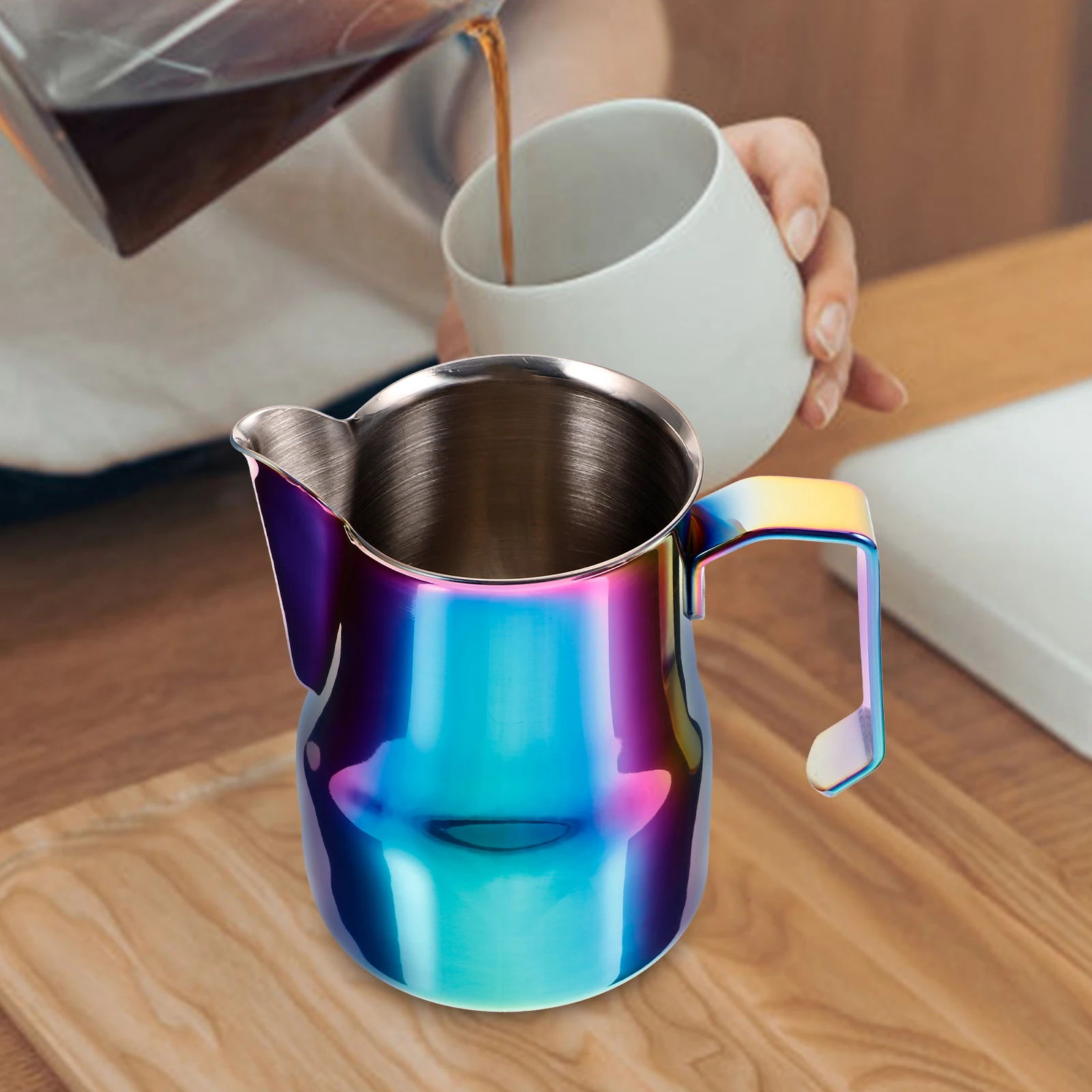 

Coffee Latte Art Pitcher 350ml Stainless Steel Frothing Cup Milk Steamer Wide Spout Ergonomic H Smooth Flow