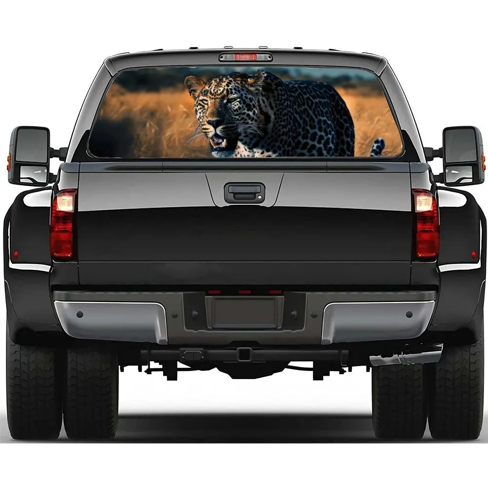 Angry Roaring Animal Cheetah Car Rear Windshield Sticker Truck Window See Through Perforated Back Window Vinyl Decal Decor Gift