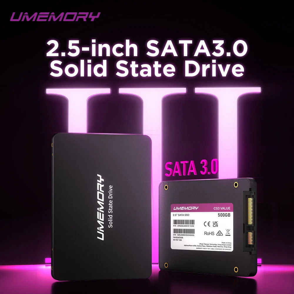 UMEMORY SATA3 SSD 120GB 250GB 500GB 6Gbps Read Speed up to 500 MB/s Internal Solid State Drive Compatible With PC Laptop Mini PC