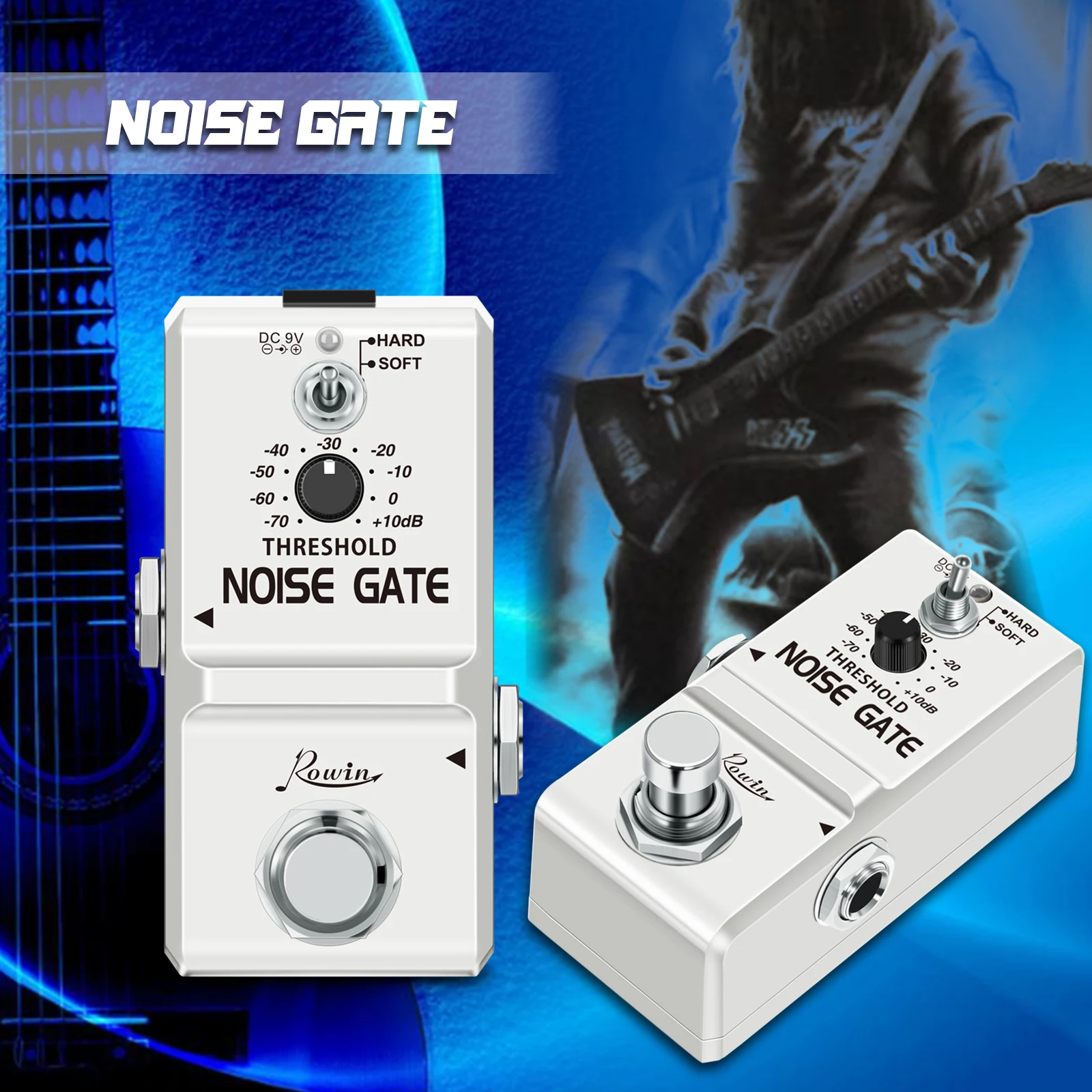 Гитарная педаль Rowin, педаль эффектов с шумоподавлением для электрогитар, мини-размер, подлинный эффект шумоподавления