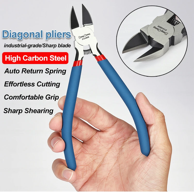5/6/7 Inch Diagonal Pliers Set Carbon CR-V Steel Side Nippers Non-Slip Handle Spring Workshop Maintenance Multi-Size Hand Tool