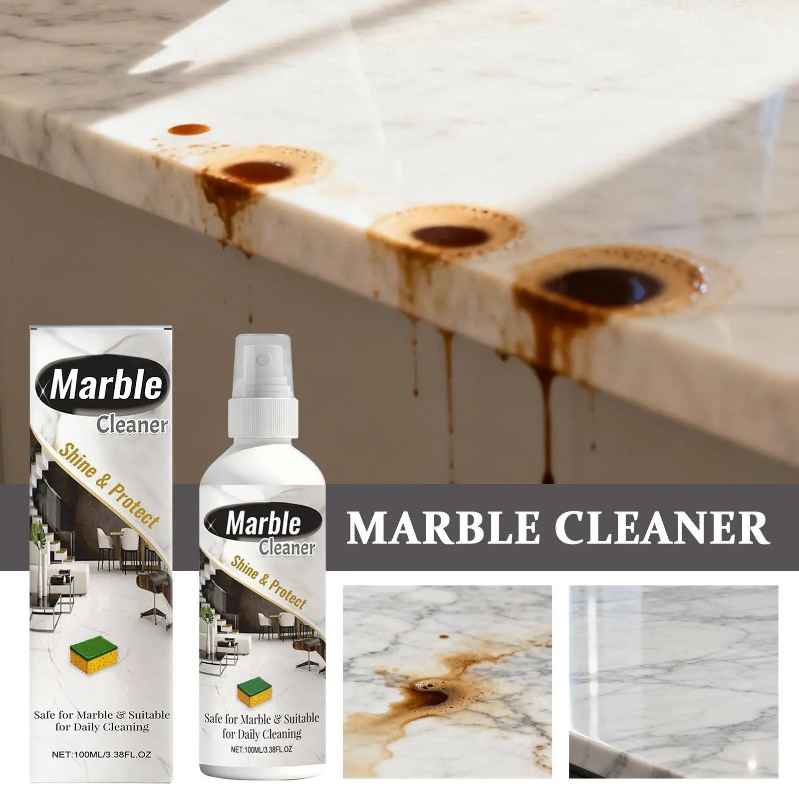 100ml Stain Remover Stone Cleaner Multipurpose Deep Cleaning Granite Polish Marble Shine Restorer For Daily Quartz Soapstone