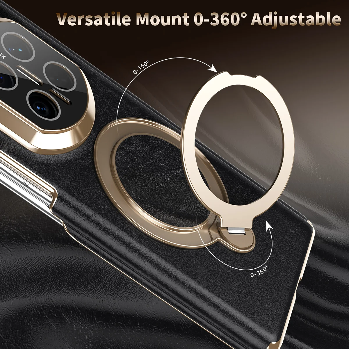 Advanced Oil Wax Texture Leather Phone Case, For Huawei Mate X7 X6 X5 Central Hinge All Inclusive Lens Protection Bracket Cover view 2