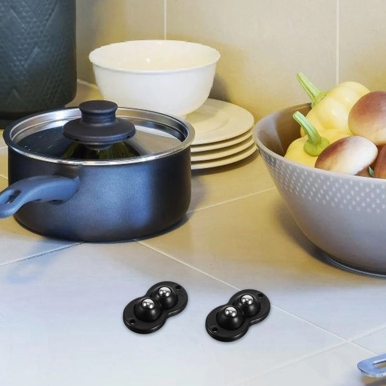 8Pcs Self-Adhesive Swivel Casters Double Ball Bearing Universal Rolling Wheels for Kitchen Appliances Furniture Storage Boxes